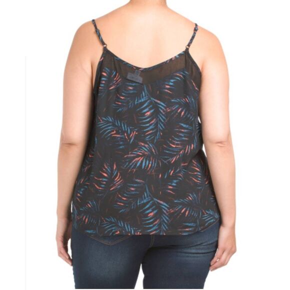 CARMEN MARC VALVO Women's Plus Tropical Print Adjustable Straps Cami Tank Top SZ - Picture 5 of 7